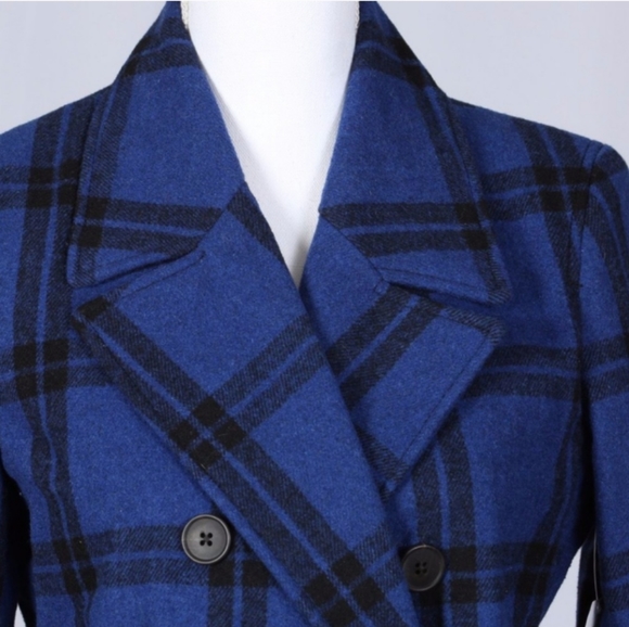🆕Old Navy | Blue & Black Plaid Double Breasted Peacoat Womens Size XXL - Picture 3 of 6